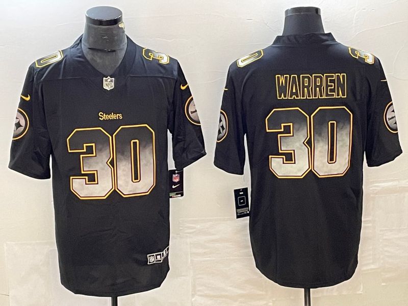 Men Pittsburgh Steelers 30 Warren Nike Teams Black Smoke Fashion Limited NFL Jersey